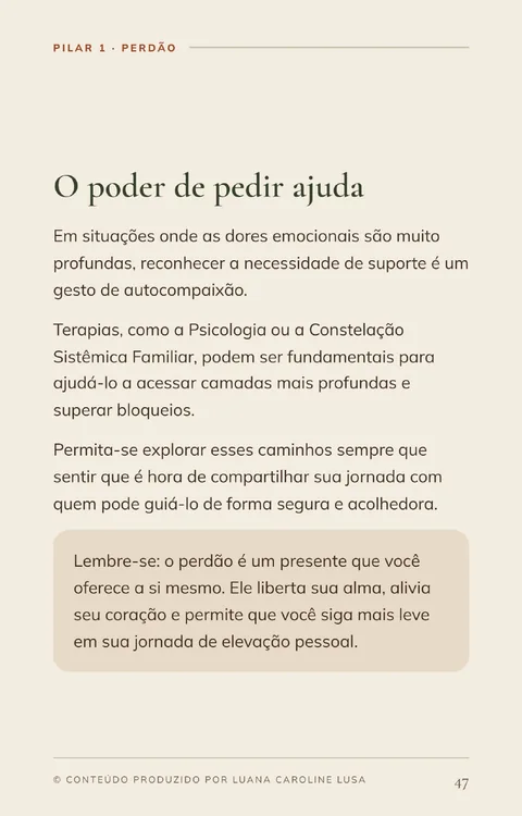 Página do Pilar 1 intitulada O poder de pedir ajuda.